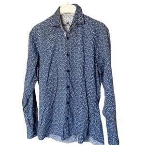 Bertigo Blue Paisley Button‎ Up Shirt, L